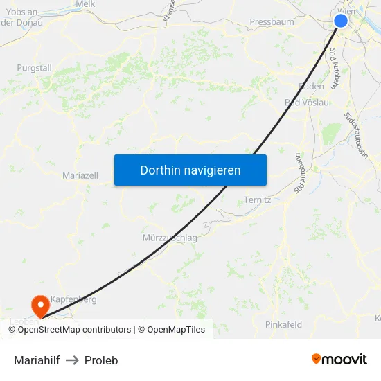 Mariahilf to Proleb map