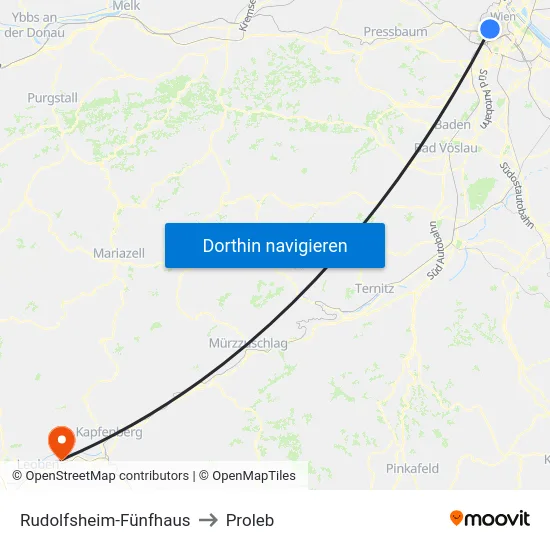 Rudolfsheim-Fünfhaus to Proleb map