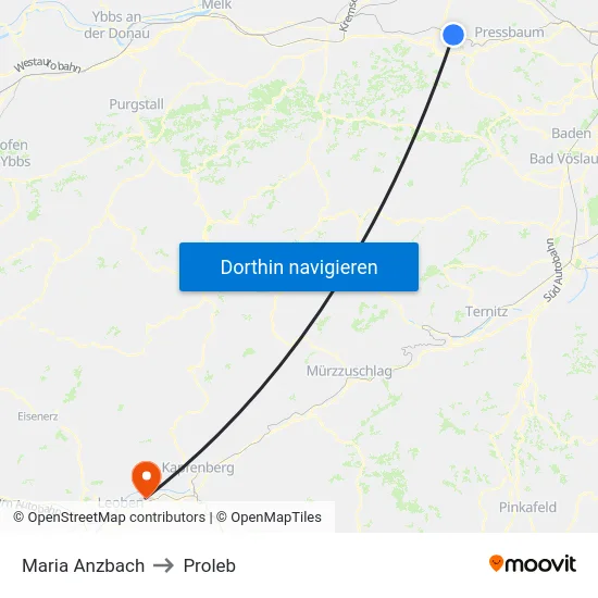 Maria Anzbach to Proleb map