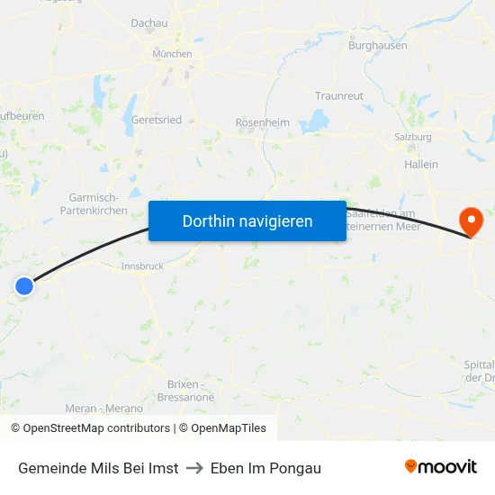 Gemeinde Mils Bei Imst to Eben Im Pongau map