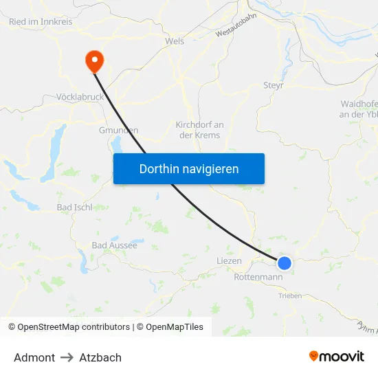 Admont to Atzbach map