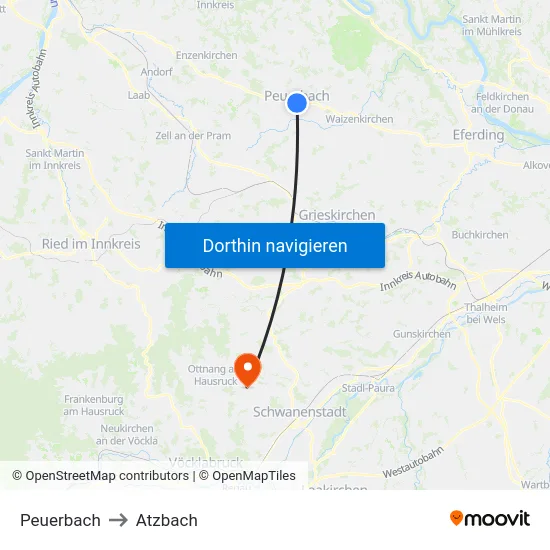 Peuerbach to Atzbach map