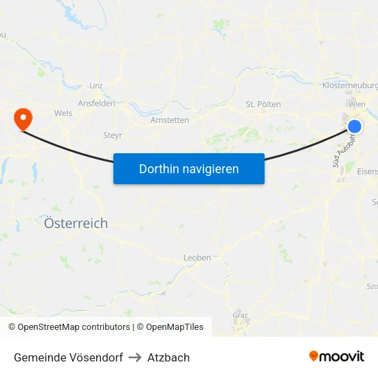 Gemeinde Vösendorf to Atzbach map