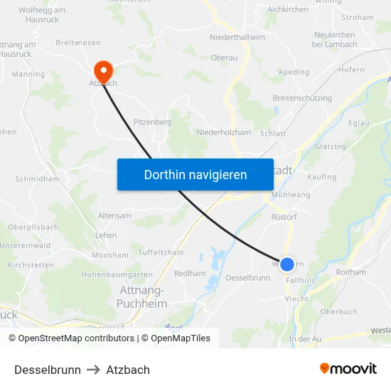 Desselbrunn to Atzbach map