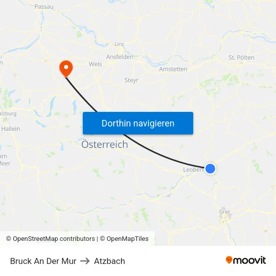 Bruck An Der Mur to Atzbach map