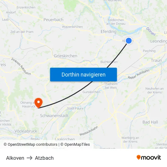 Alkoven to Atzbach map