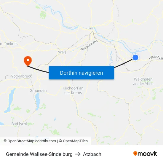 Gemeinde Wallsee-Sindelburg to Atzbach map
