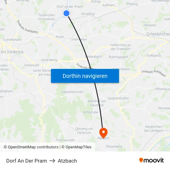 Dorf An Der Pram to Atzbach map