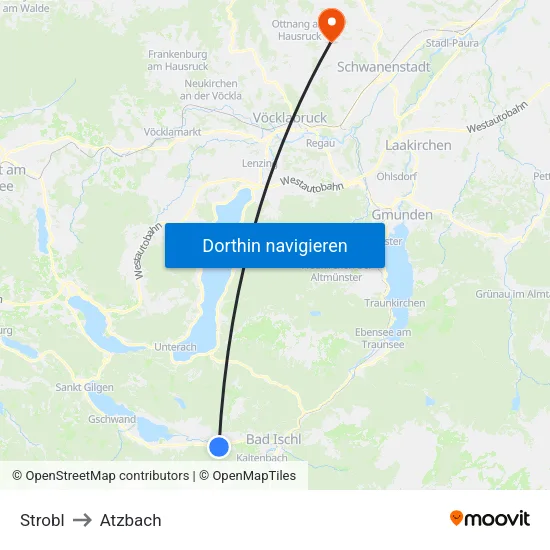 Strobl to Atzbach map
