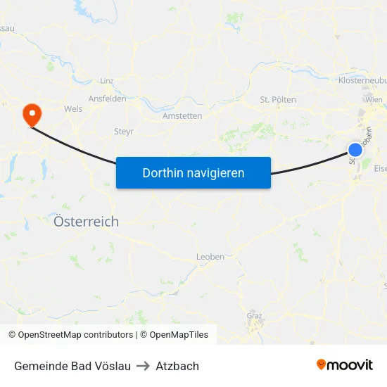Gemeinde Bad Vöslau to Atzbach map