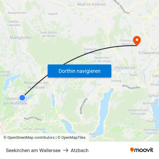 Seekirchen am Wallersee to Atzbach map
