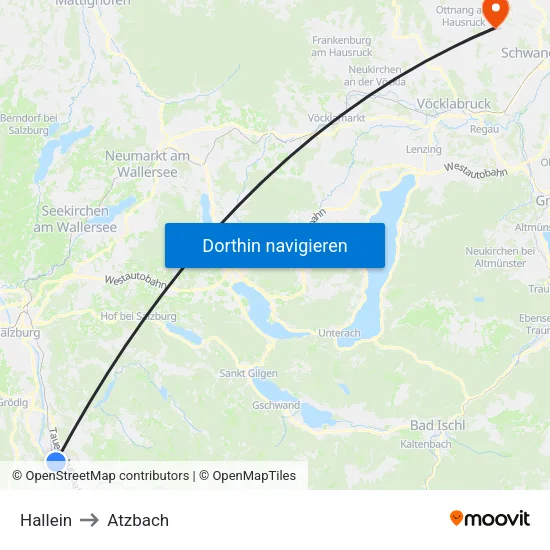 Hallein to Atzbach map