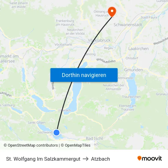 St. Wolfgang Im Salzkammergut to Atzbach map