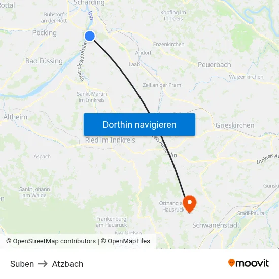 Suben to Atzbach map