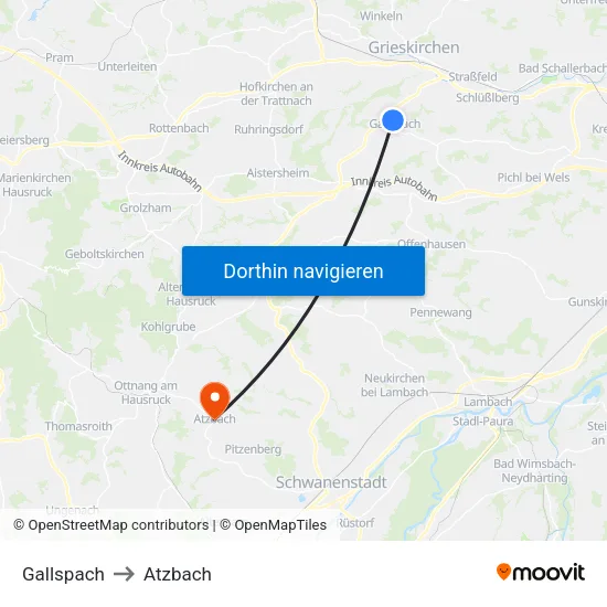 Gallspach to Atzbach map
