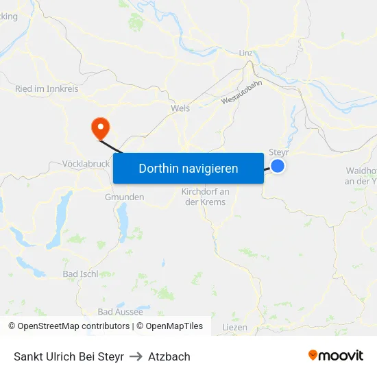Sankt Ulrich Bei Steyr to Atzbach map