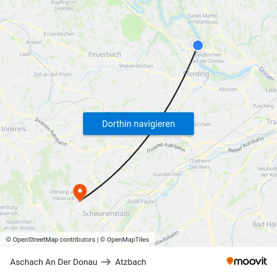 Aschach An Der Donau to Atzbach map