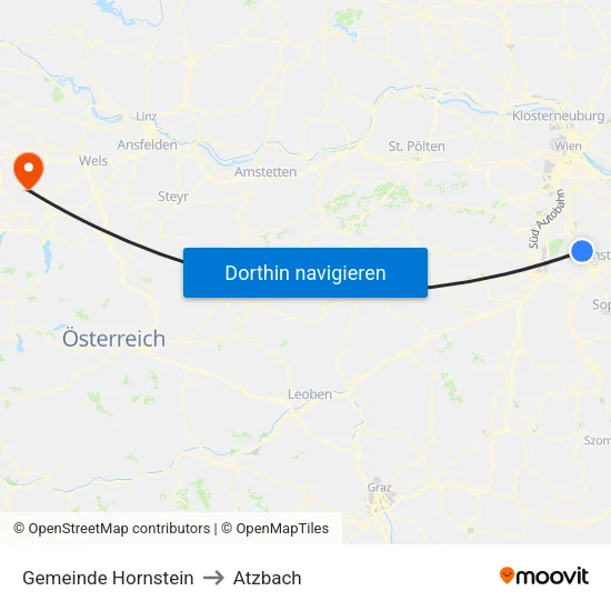Gemeinde Hornstein to Atzbach map