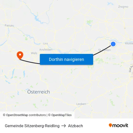 Gemeinde Sitzenberg-Reidling to Atzbach map