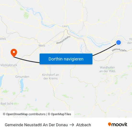 Gemeinde Neustadtl An Der Donau to Atzbach map