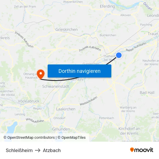 Schleißheim to Atzbach map