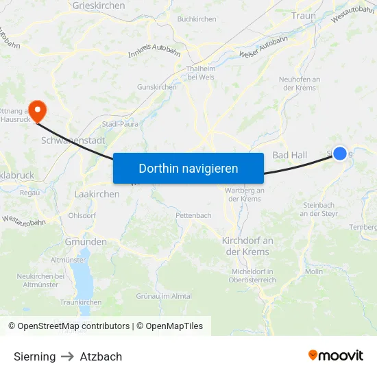 Sierning to Atzbach map