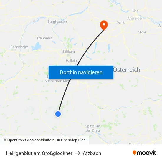Heiligenblut am Großglockner to Atzbach map