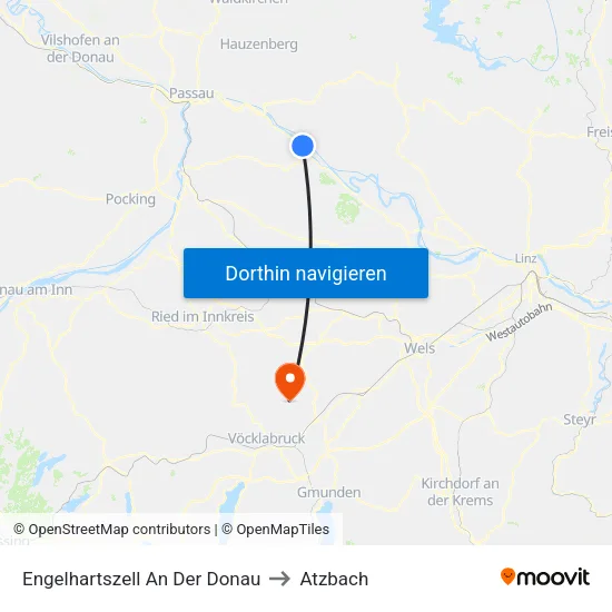 Engelhartszell An Der Donau to Atzbach map