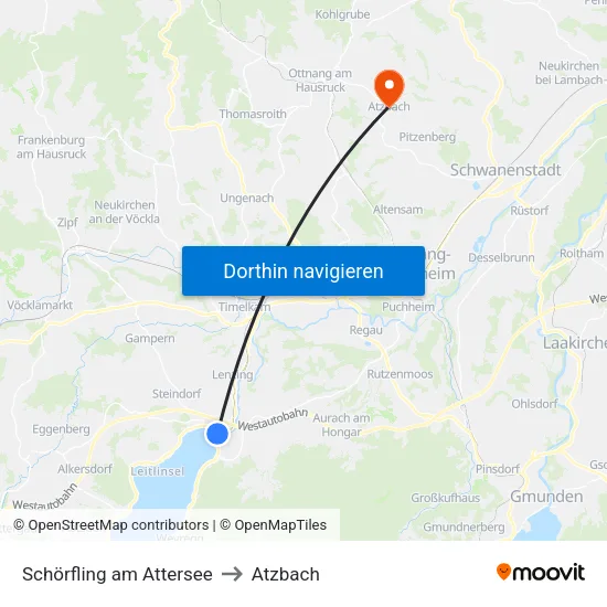 Schörfling am Attersee to Atzbach map