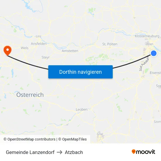 Gemeinde Lanzendorf to Atzbach map