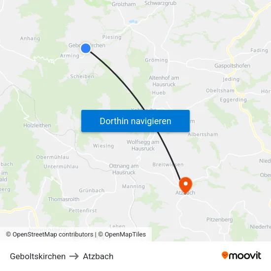 Geboltskirchen to Atzbach map