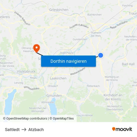 Sattledt to Atzbach map