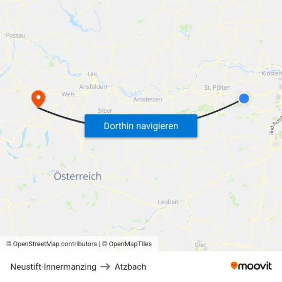 Neustift-Innermanzing to Atzbach map