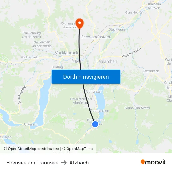 Ebensee am Traunsee to Atzbach map