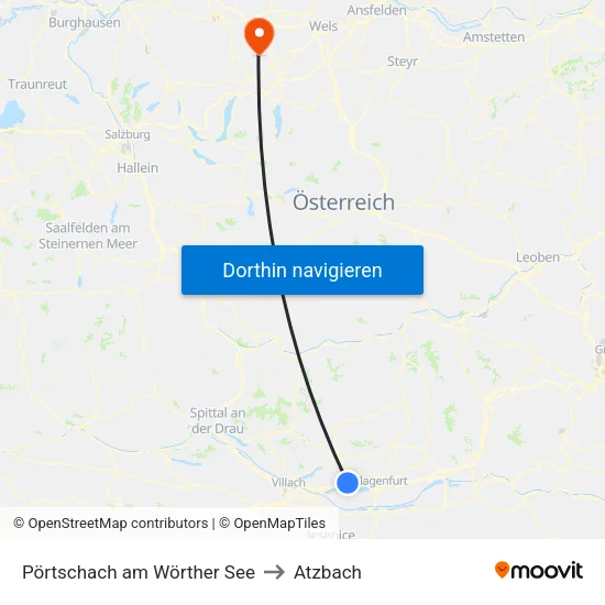 Pörtschach am Wörther See to Atzbach map
