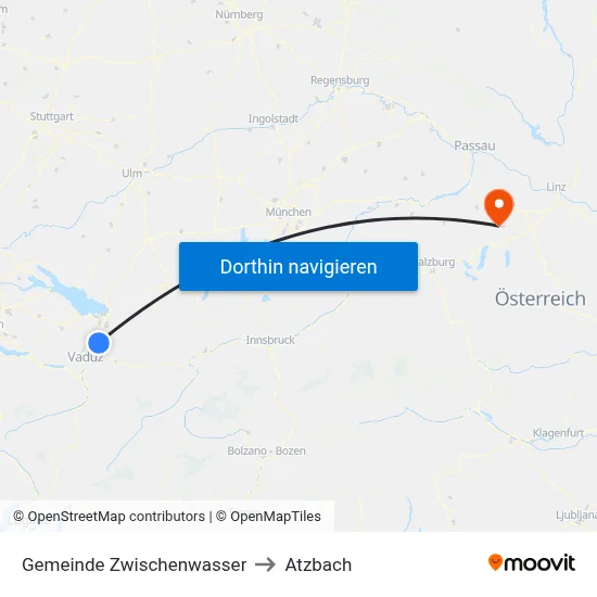 Gemeinde Zwischenwasser to Atzbach map