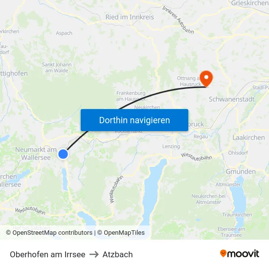 Oberhofen am Irrsee to Atzbach map