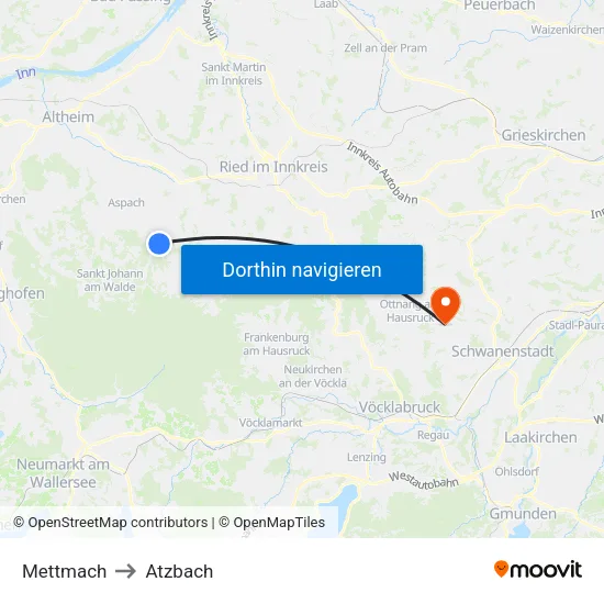 Mettmach to Atzbach map