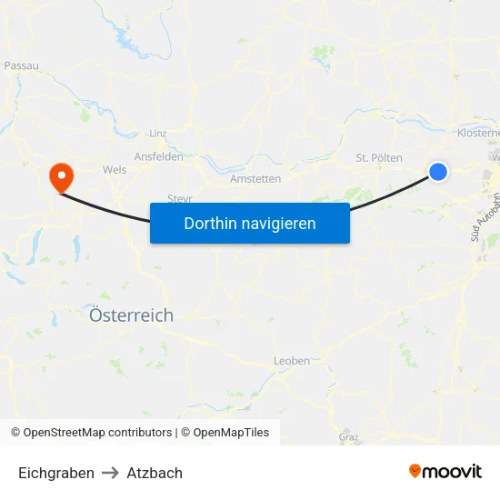 Eichgraben to Atzbach map