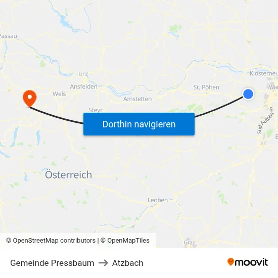 Gemeinde Pressbaum to Atzbach map