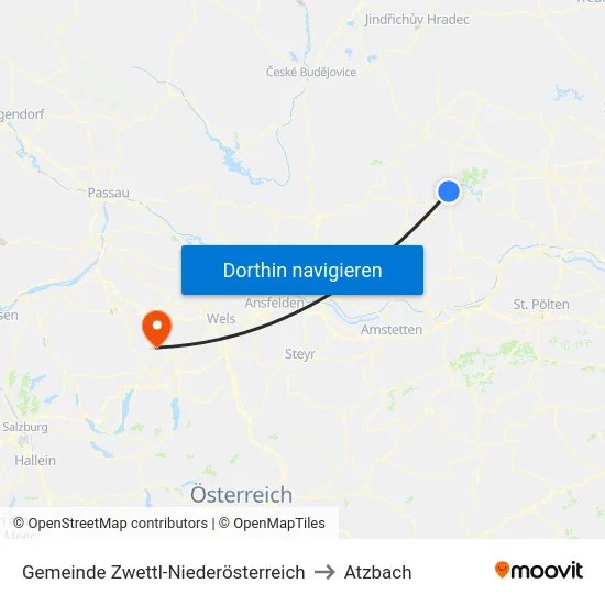 Gemeinde Zwettl-Niederösterreich to Atzbach map