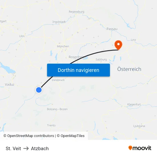St. Veit to Atzbach map