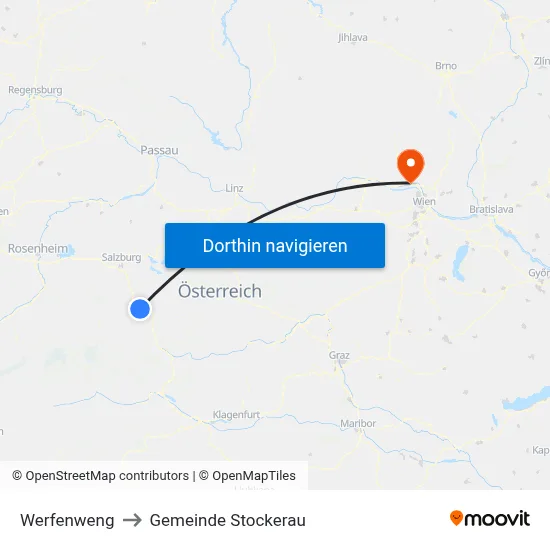 Werfenweng to Gemeinde Stockerau map