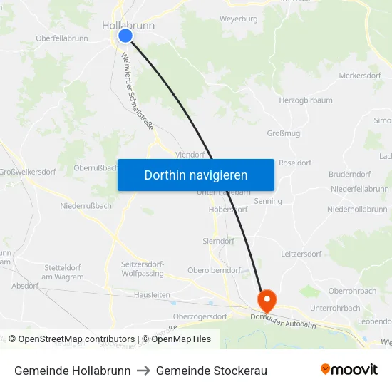 Gemeinde Hollabrunn to Gemeinde Stockerau map