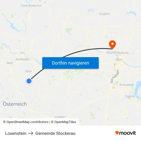 Losenstein to Gemeinde Stockerau map