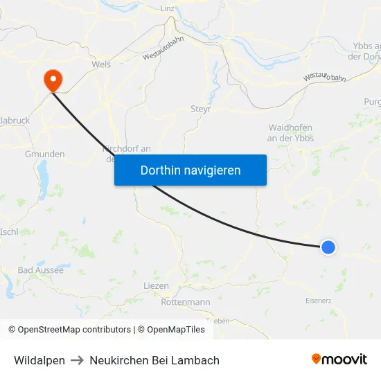 Wildalpen to Neukirchen Bei Lambach map
