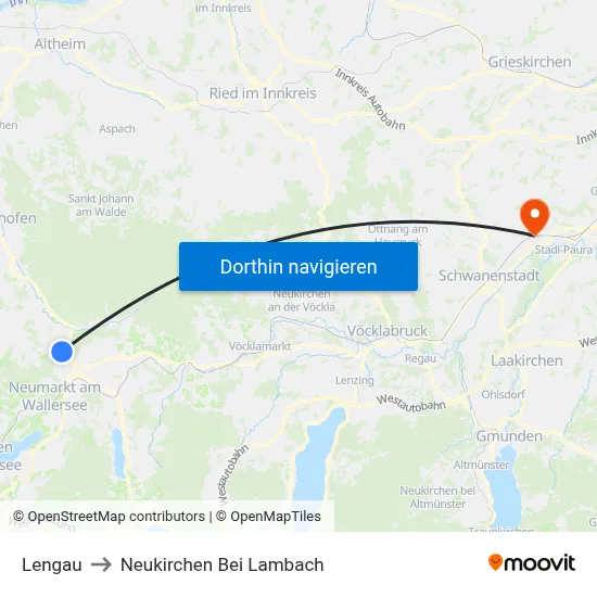 Lengau to Neukirchen Bei Lambach map
