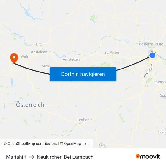 Mariahilf to Neukirchen Bei Lambach map