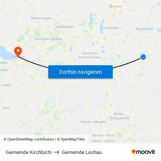 Gemeinde Kirchbichl to Gemeinde Lochau map