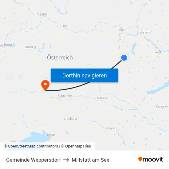 Gemeinde Weppersdorf to Millstatt am See map